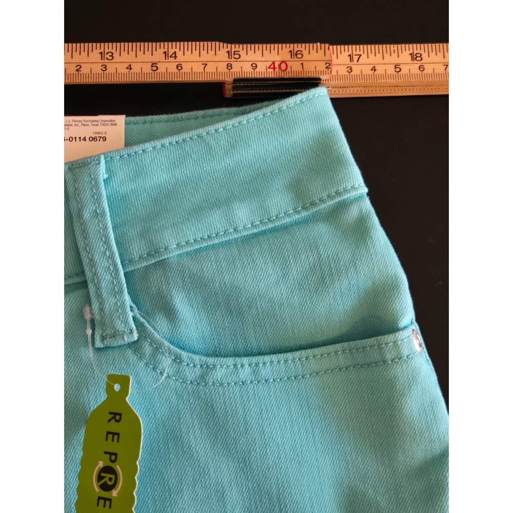 St Johns Bay Aqua Sail Blue Capri Pants Womens 12 New Repreve Cropped Trousers - Picture 3 of 10